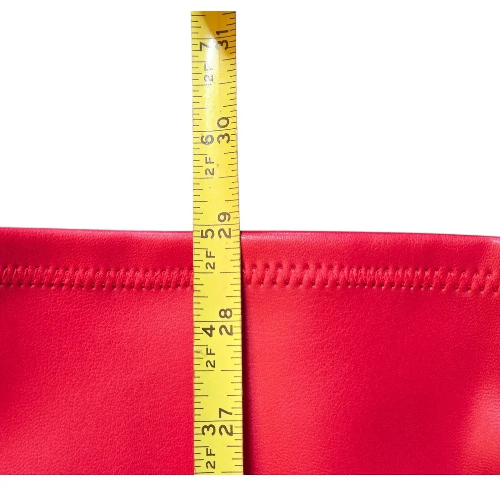 Fashion Nova Red Faux Leather Thigh High Stiletto Boots Pointed Toe Womens Sz 9